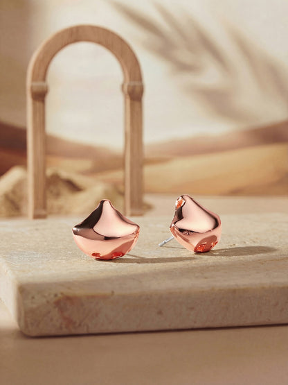 Rosegold-Plated Handcrafted Stud Earring With The Closure Of Push Back