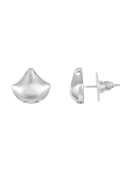 Silver Plated  Handcrafted Stud Earring With The Closure Of Push Back