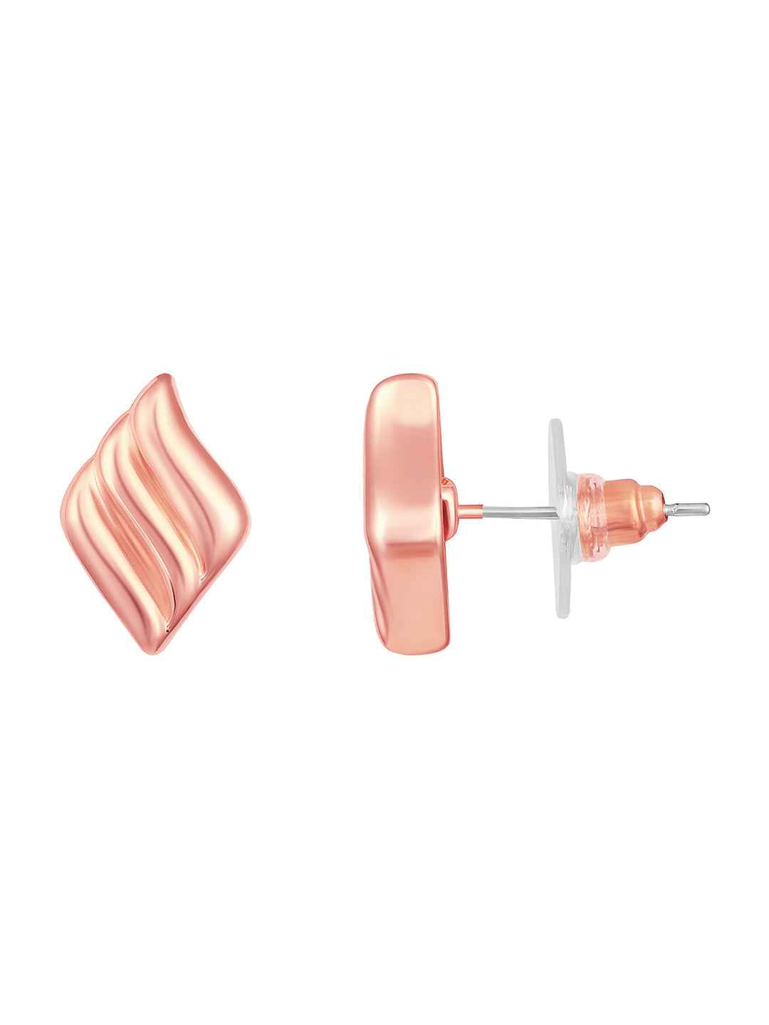 Rosegold-Plated Handcrafted Stud Earring With The Closure Of Push Back