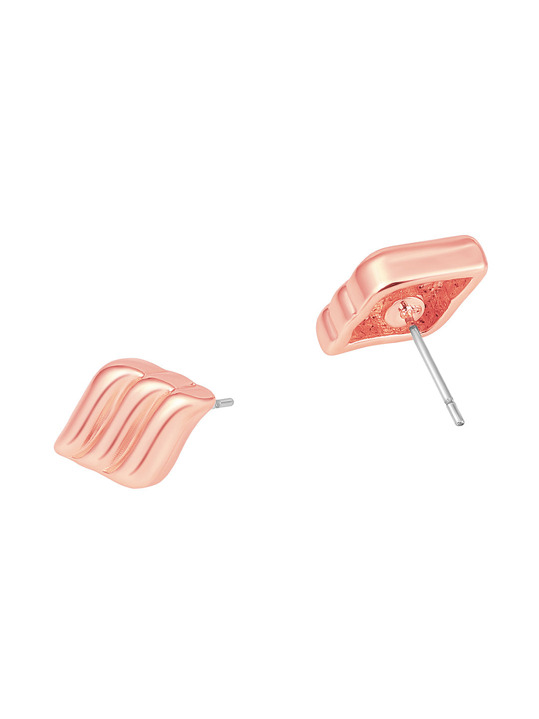 Rosegold-Plated Handcrafted Stud Earring With The Closure Of Push Back