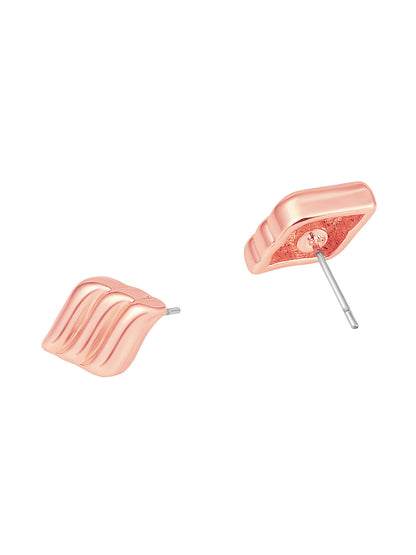 Rosegold-Plated Handcrafted Stud Earring With The Closure Of Push Back