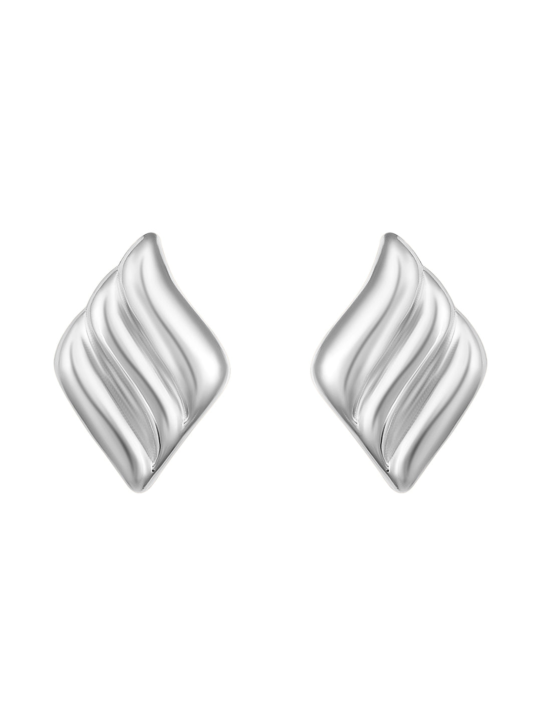 Silver Plated  Handcrafted Stud Earring With The Closure Of Push Back