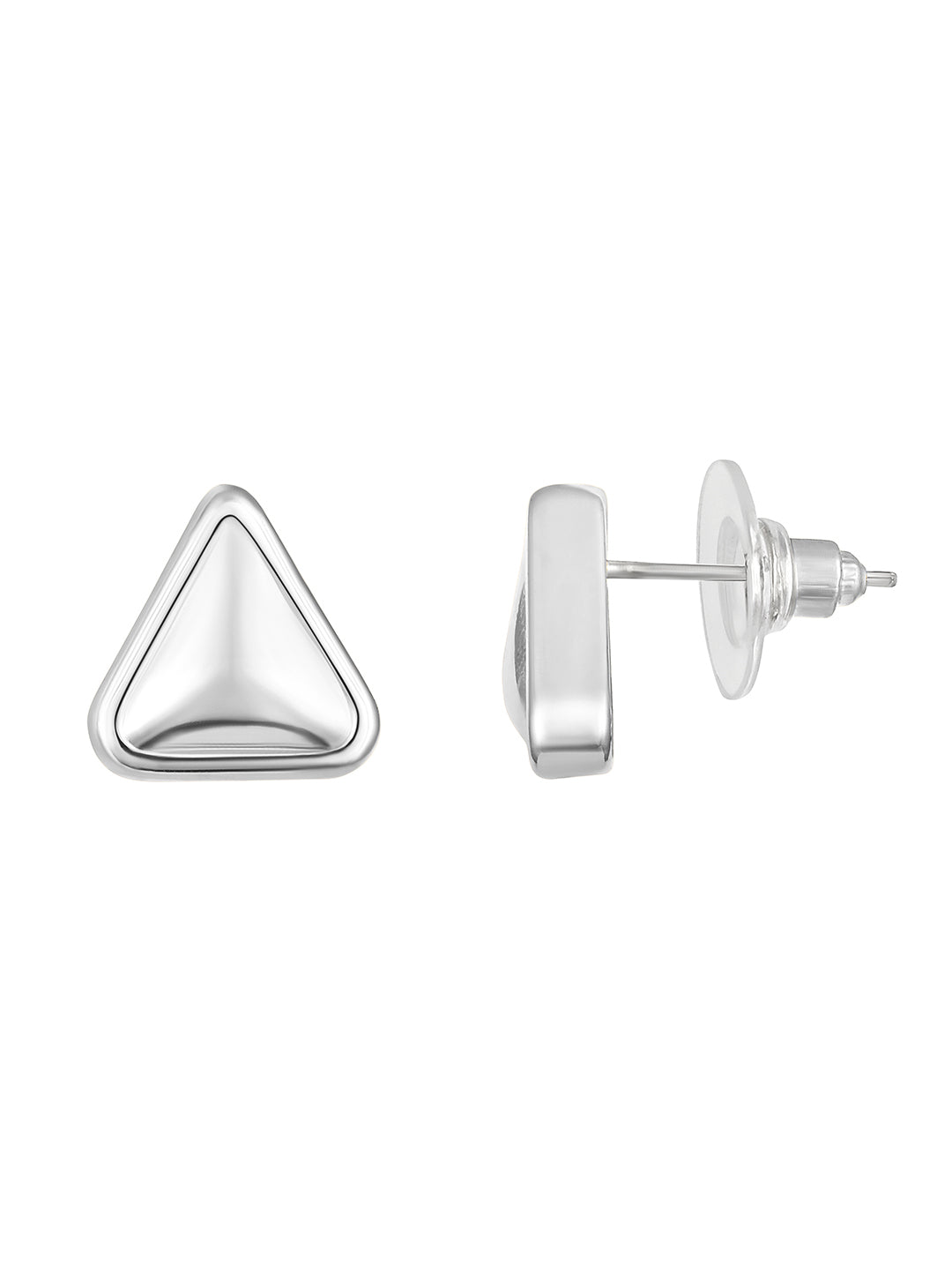 Silver Plated  Handcrafted Stud Earring With The Closure Of Push Back