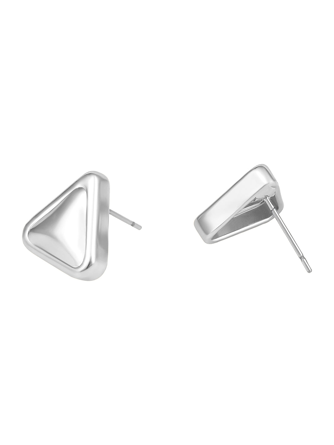 Silver Plated  Handcrafted Stud Earring With The Closure Of Push Back