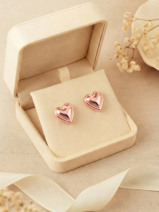 Rosegold-Plated Handcrafted Stud Earring With The Closure Of Push Back