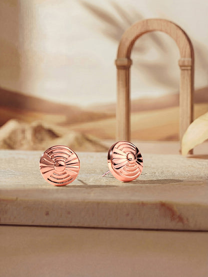 Rosegold-Plated Handcrafted Stud Earring With The Closure Of Push Back