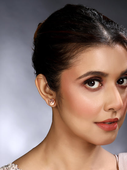 Rosegold-Plated Handcrafted Stud Earring With The Closure Of Push Back