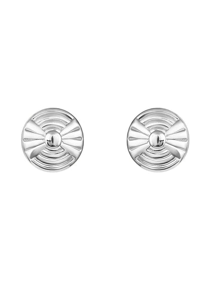 Silver Plated  Handcrafted Stud Earring With The Closure Of Push Back