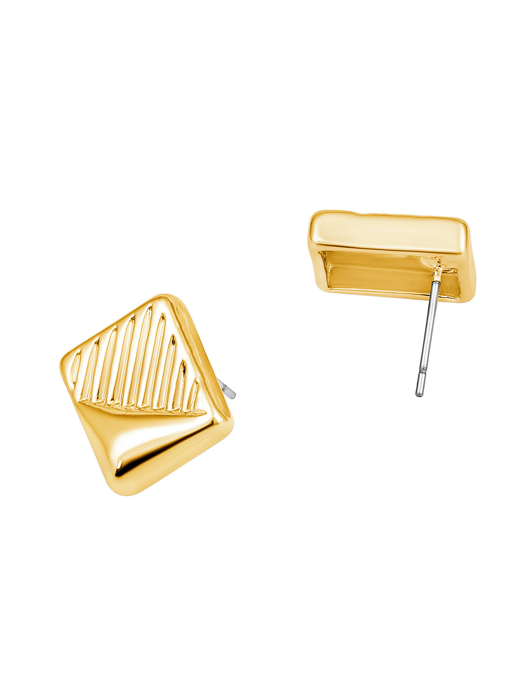 Gold-Plated Handcrafted Stud Earring With The Closure Of Push Back