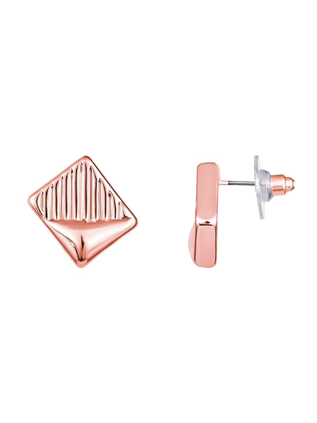 Rosegold-Plated Handcrafted Stud Earring With The Closure Of Push Back