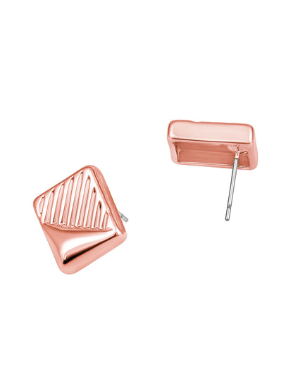Rosegold-Plated Handcrafted Stud Earring With The Closure Of Push Back