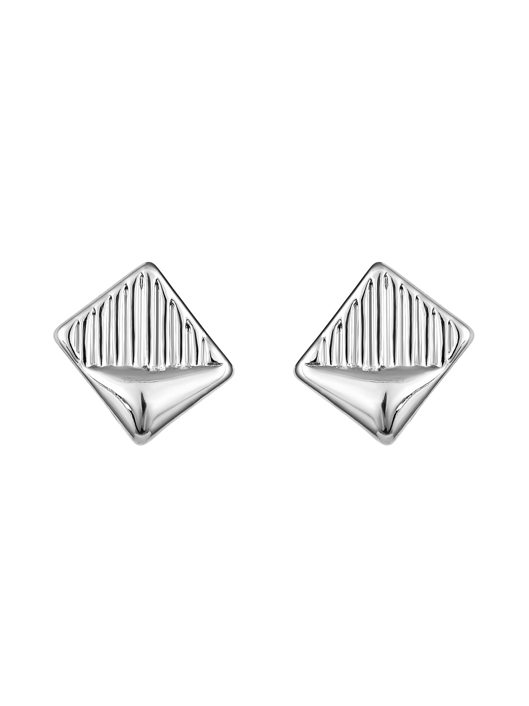 Silver Plated  Handcrafted Stud Earring With The Closure Of Push Back