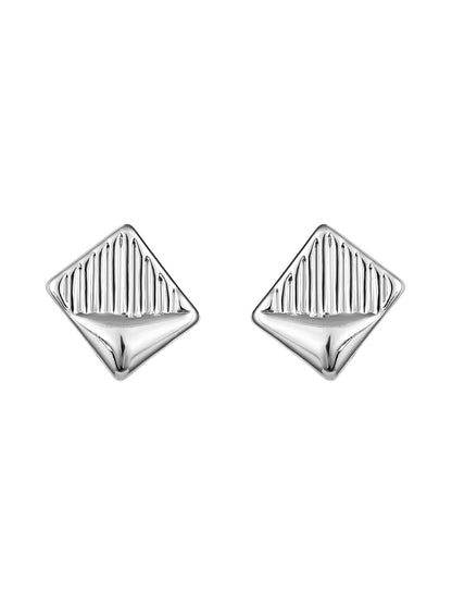 Silver Plated  Handcrafted Stud Earring With The Closure Of Push Back