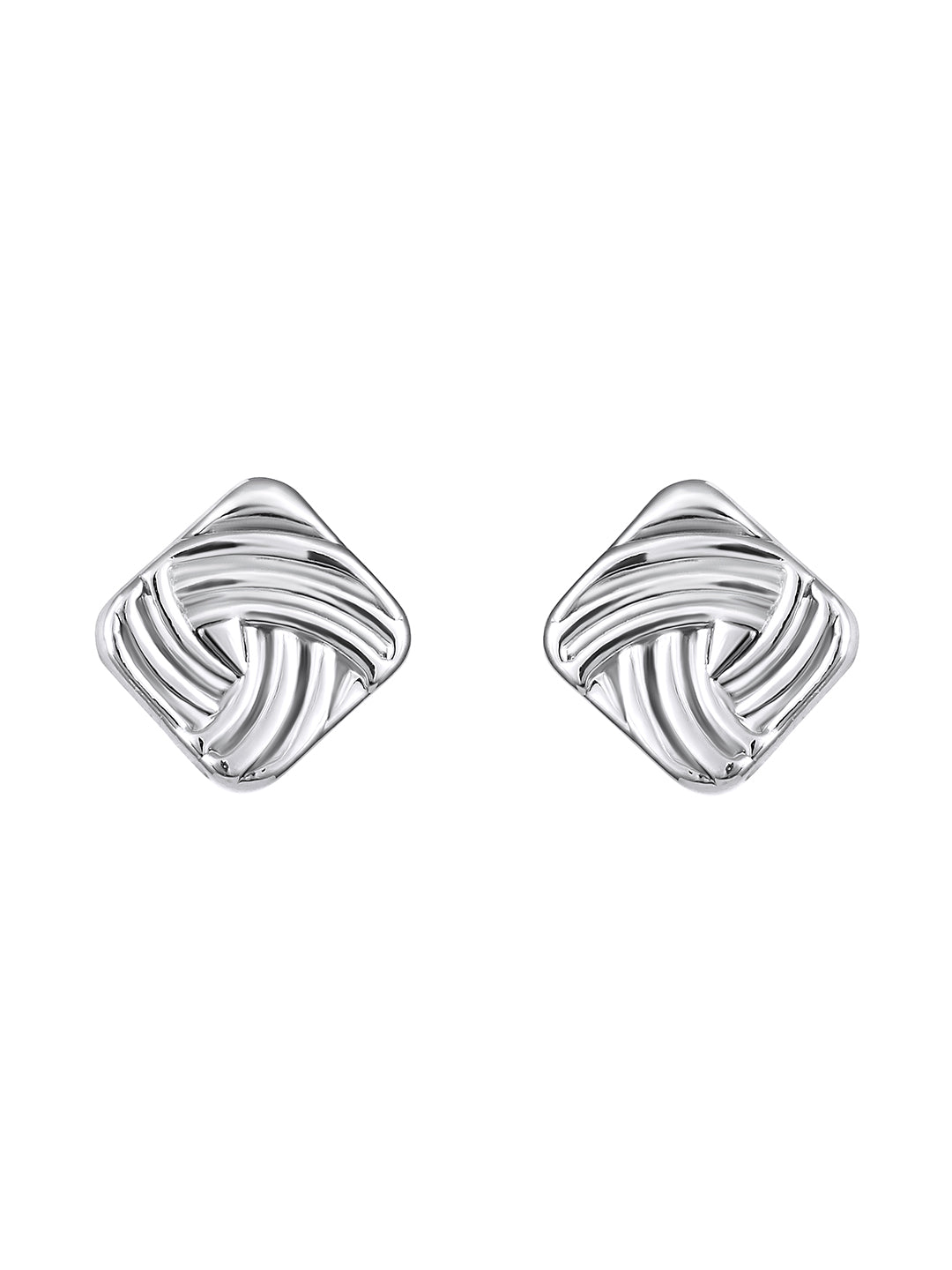 Silver Plated  Handcrafted Stud Earring With The Closure Of Push Back