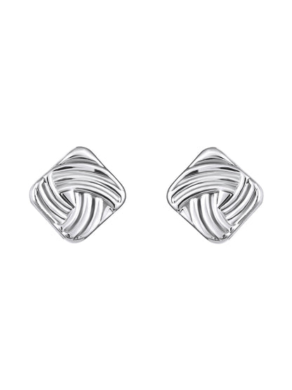 Silver Plated  Handcrafted Stud Earring With The Closure Of Push Back