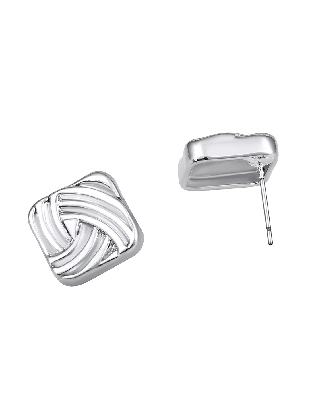 Silver Plated  Handcrafted Stud Earring With The Closure Of Push Back