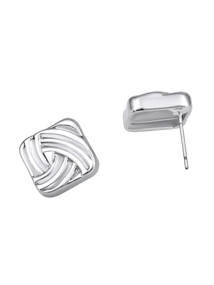 Silver Plated  Handcrafted Stud Earring With The Closure Of Push Back