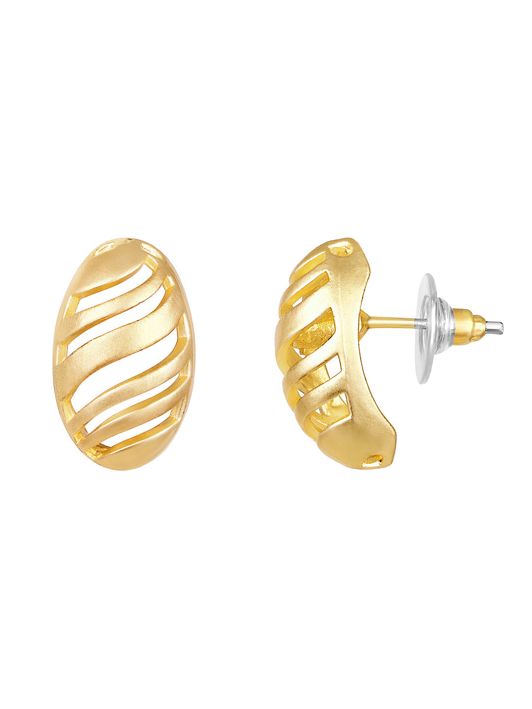 Gold-Plated Handcrafted Stud Earring With The Closure Of Push Back