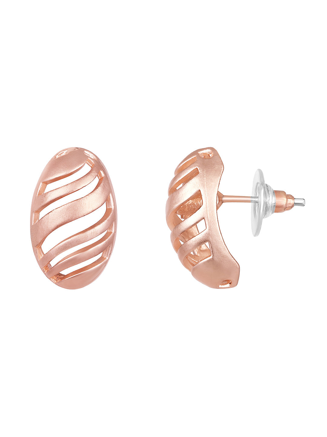 Rosegold-Plated Handcrafted Stud Earring With The Closure Of Push Back