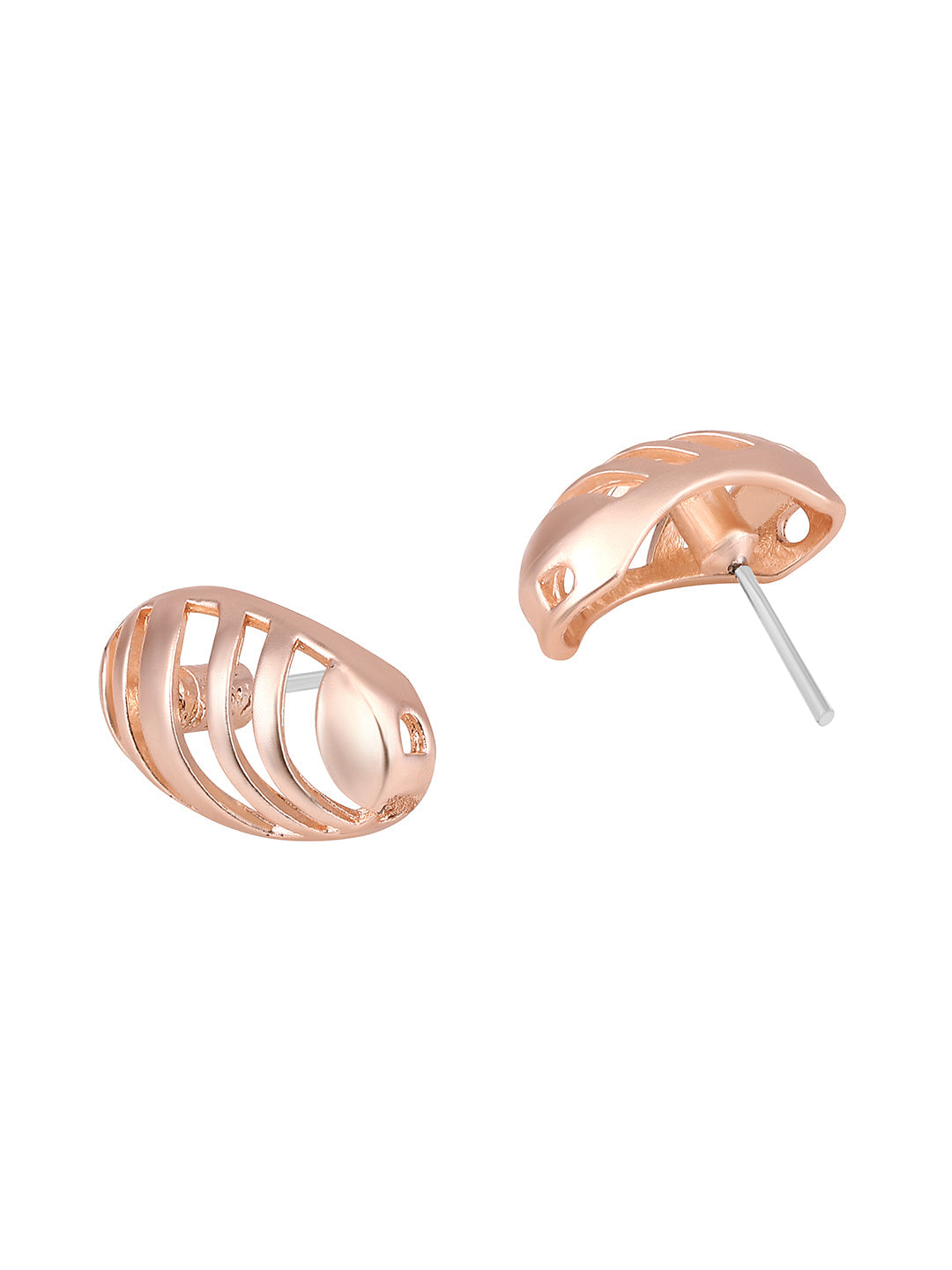 Rosegold-Plated Handcrafted Stud Earring With The Closure Of Push Back