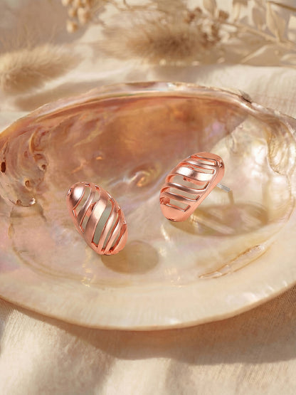 Rosegold-Plated Handcrafted Stud Earring With The Closure Of Push Back