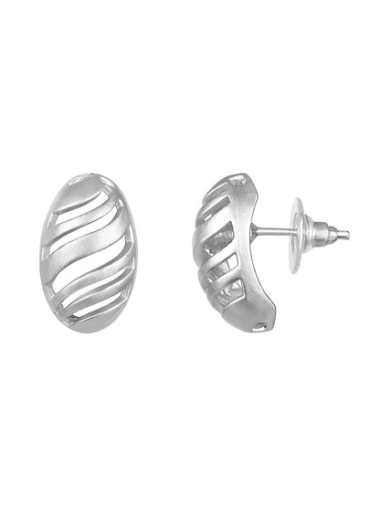 Silver Plated  Handcrafted Stud Earring With The Closure Of Push Back