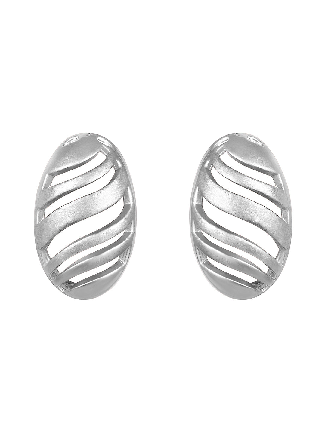 Silver Plated  Handcrafted Stud Earring With The Closure Of Push Back