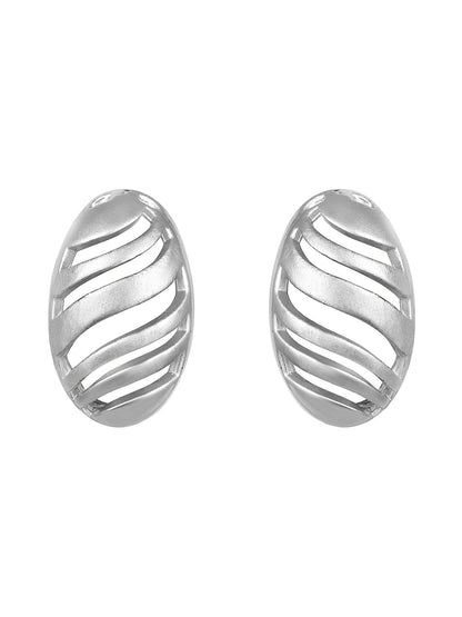 Silver Plated  Handcrafted Stud Earring With The Closure Of Push Back
