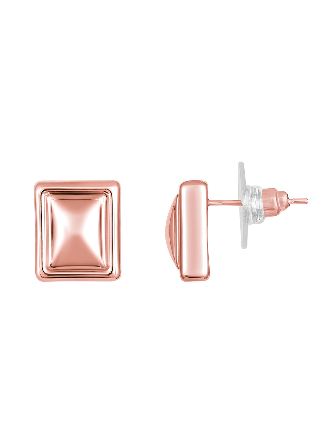 Rosegold-Plated Handcrafted Stud Earring With The Closure Of Push Back