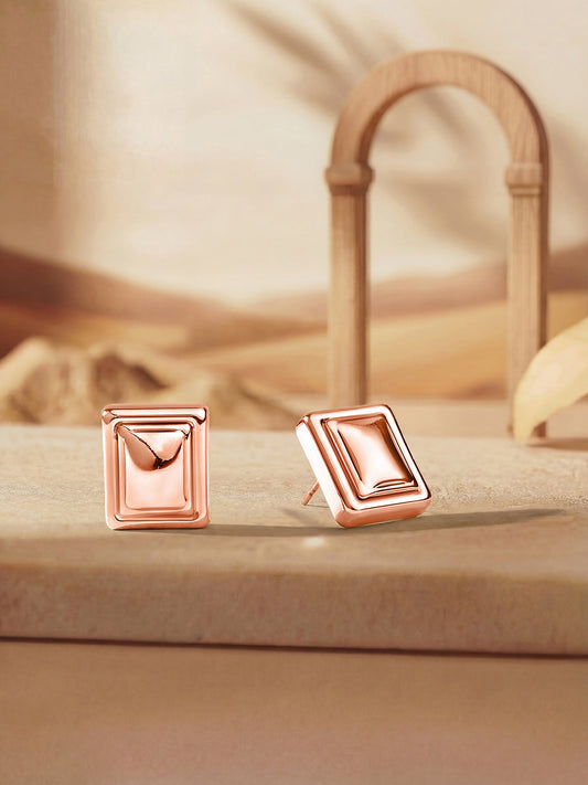Rosegold-Plated Handcrafted Stud Earring With The Closure Of Push Back