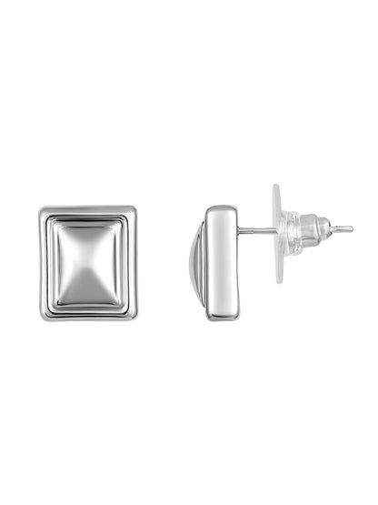Silver Plated  Handcrafted Stud Earring With The Closure Of Push Back