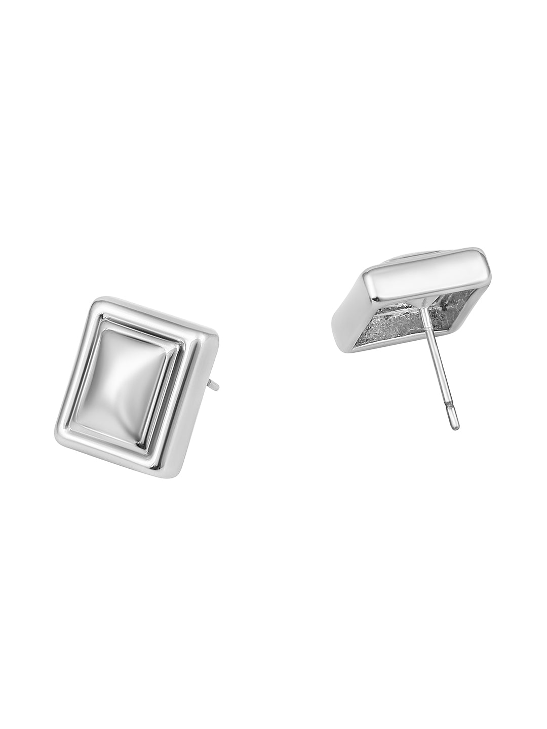 Silver Plated  Handcrafted Stud Earring With The Closure Of Push Back