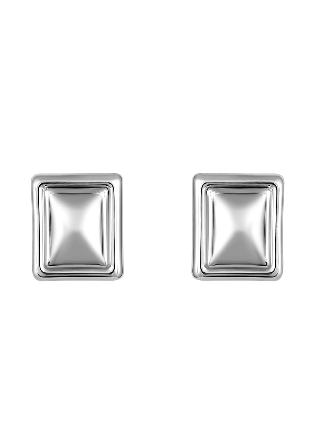 Silver Plated  Handcrafted Stud Earring With The Closure Of Push Back