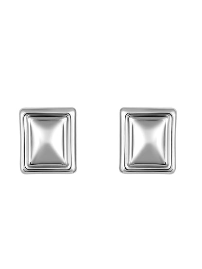 Silver Plated  Handcrafted Stud Earring With The Closure Of Push Back