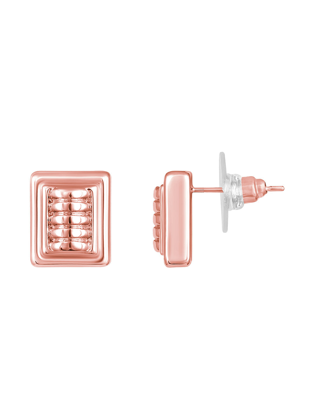 Rosegold-Plated Handcrafted Stud Earring With The Closure Of Push Back