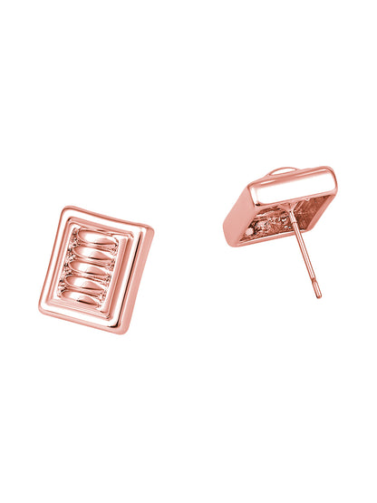 Rosegold-Plated Handcrafted Stud Earring With The Closure Of Push Back