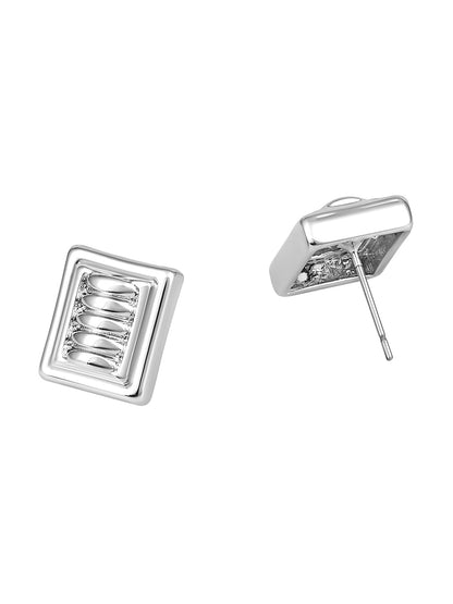 Silver Plated  Handcrafted Stud Earring With The Closure Of Push Back