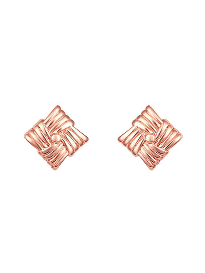 Rosegold-Plated Handcrafted Stud Earring With The Closure Of Push Back