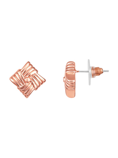 Rosegold-Plated Handcrafted Stud Earring With The Closure Of Push Back