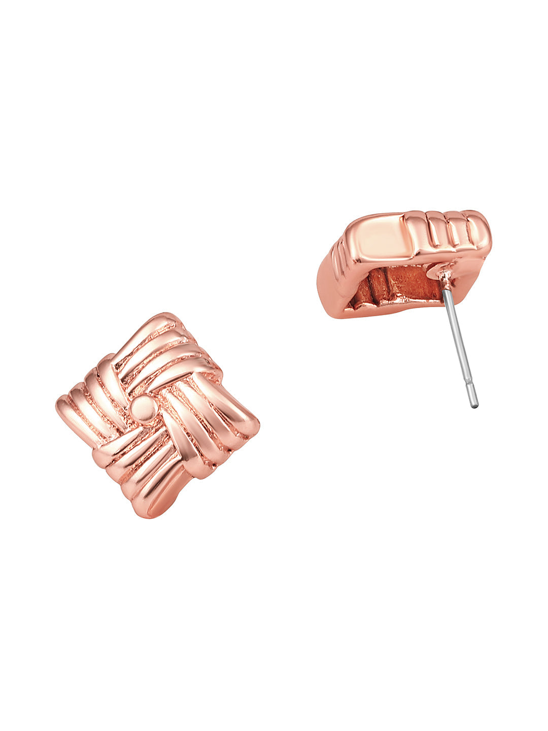 Rosegold-Plated Handcrafted Stud Earring With The Closure Of Push Back