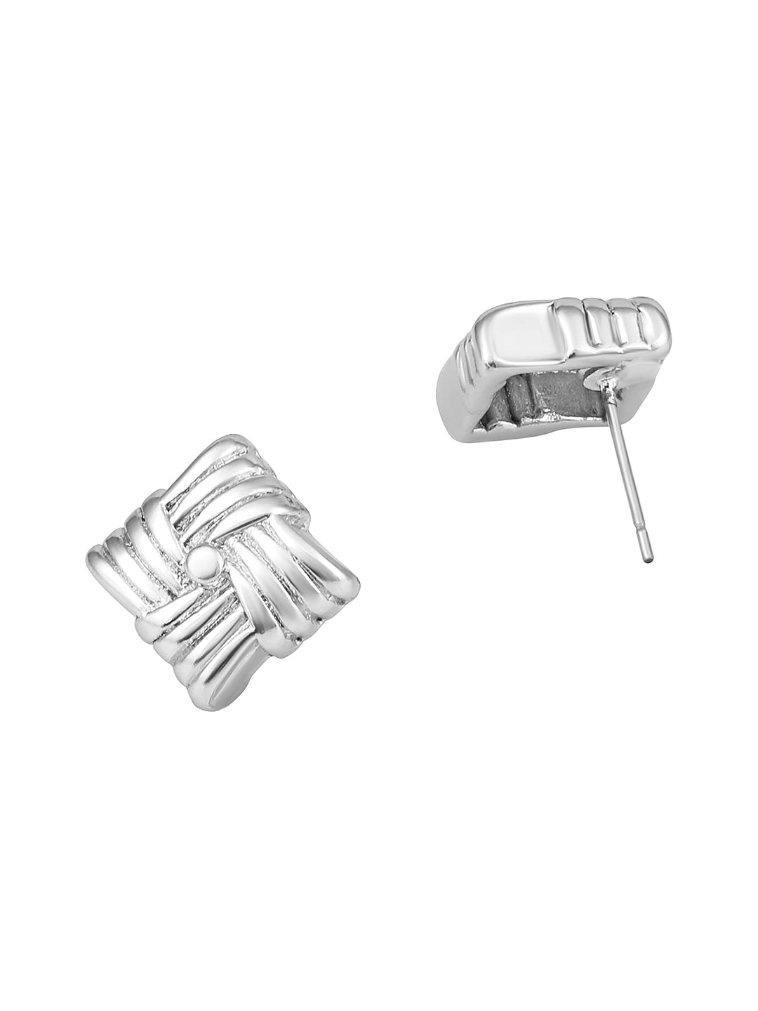 Silver Plated  Handcrafted Stud Earring With The Closure Of Push Back