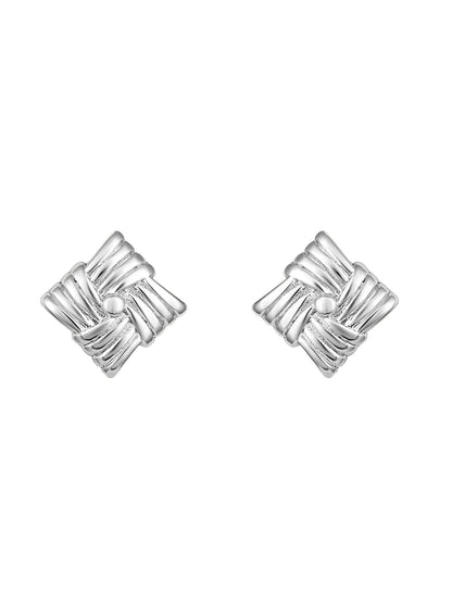 Silver Plated  Handcrafted Stud Earring With The Closure Of Push Back
