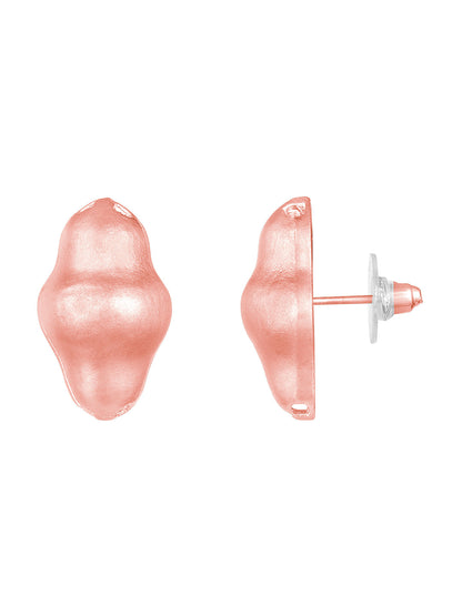 Rosegold-Plated Handcrafted Stud Earring With The Closure Of Push Back