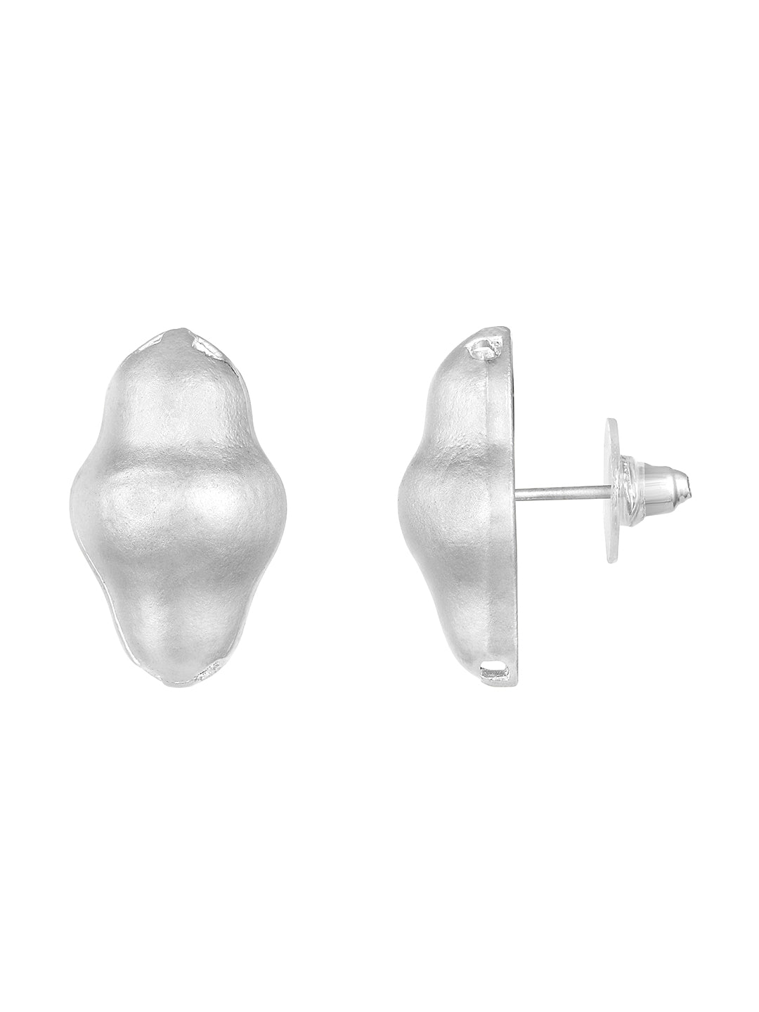 Silver Plated  Handcrafted Stud Earring With The Closure Of Push Back