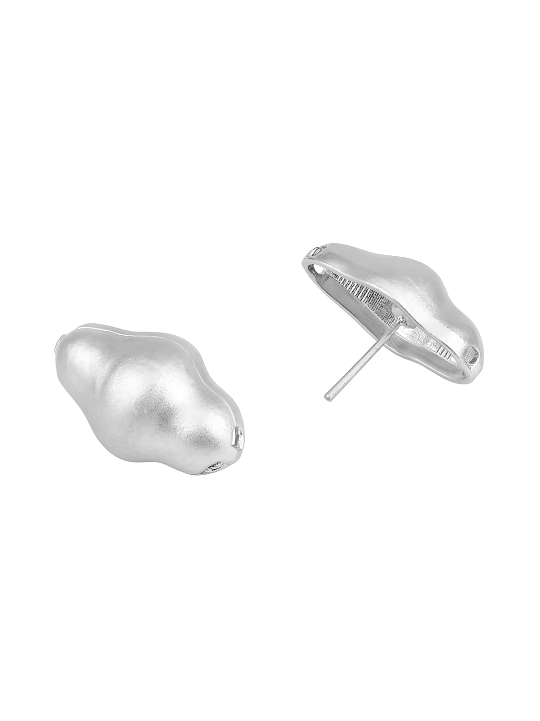 Silver Plated  Handcrafted Stud Earring With The Closure Of Push Back