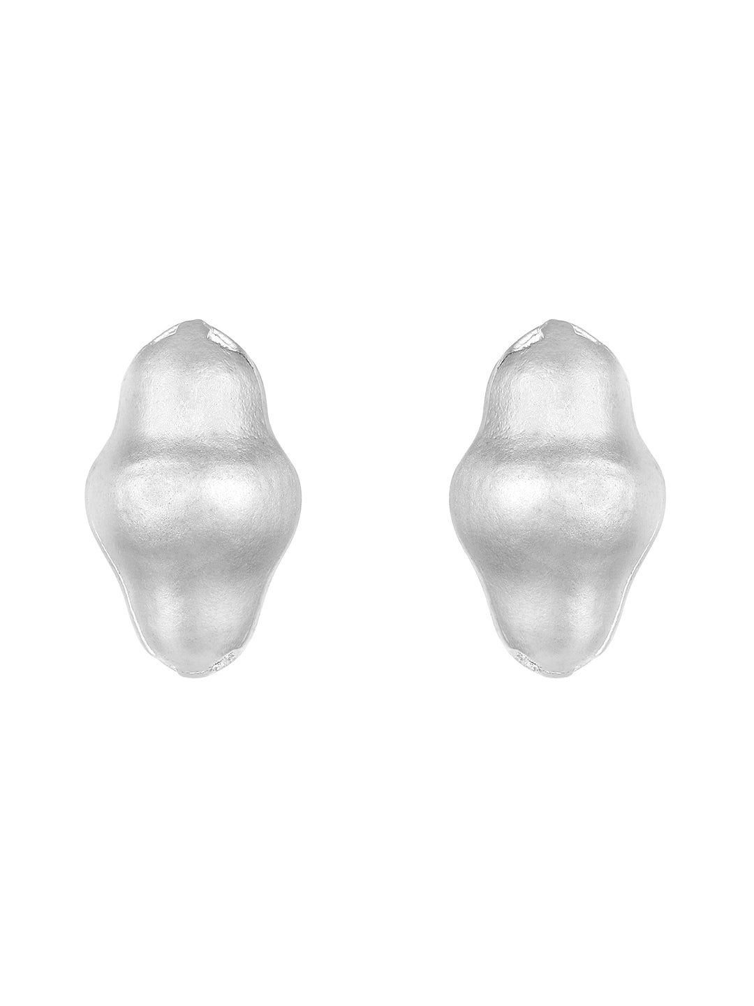 Silver Plated  Handcrafted Stud Earring With The Closure Of Push Back