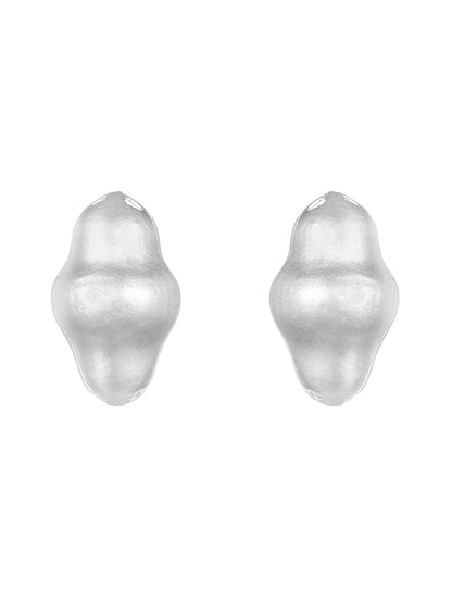 Silver Plated  Handcrafted Stud Earring With The Closure Of Push Back