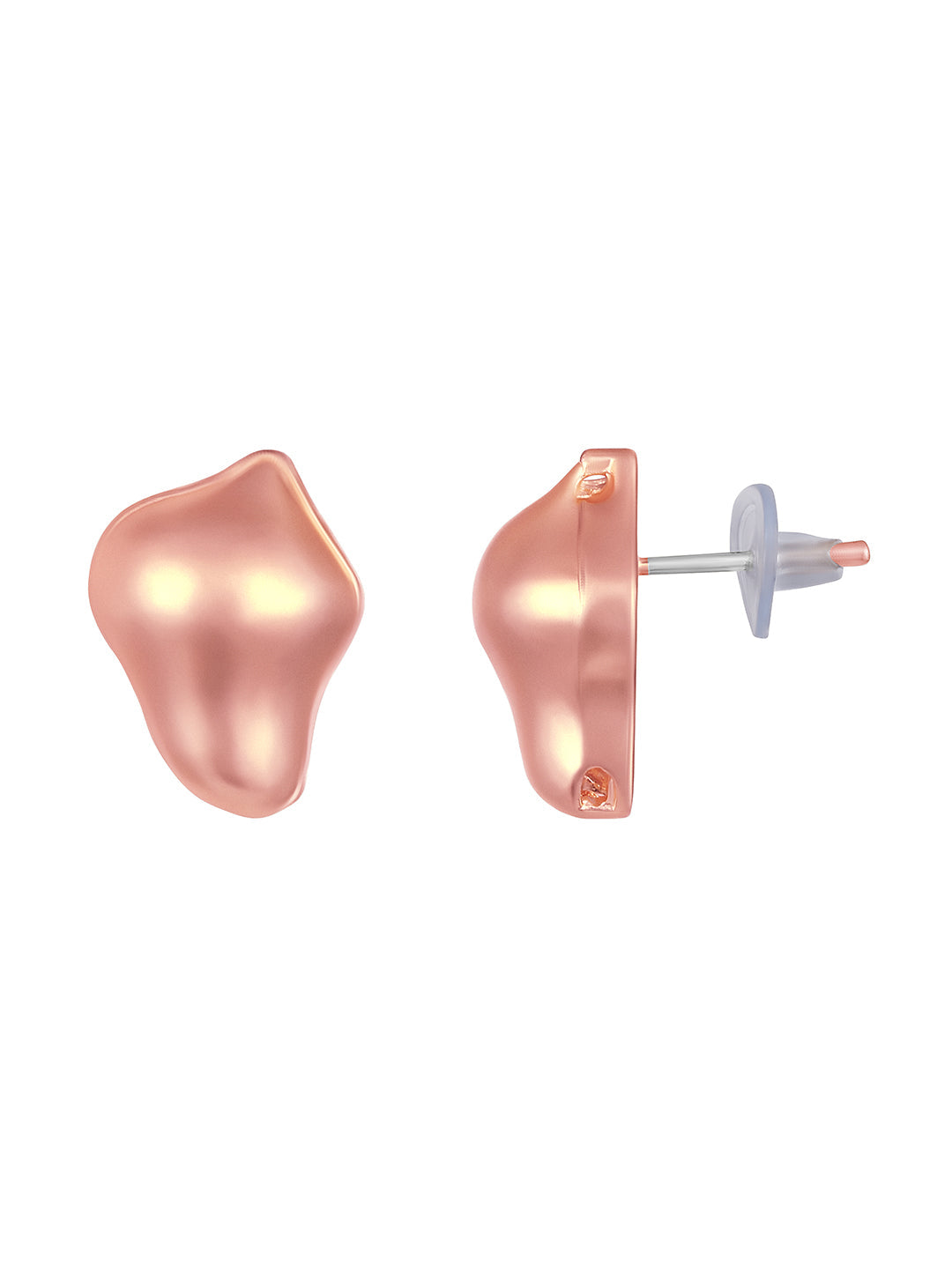 Rosegold-Plated Handcrafted Stud Earring With The Closure Of Push Back