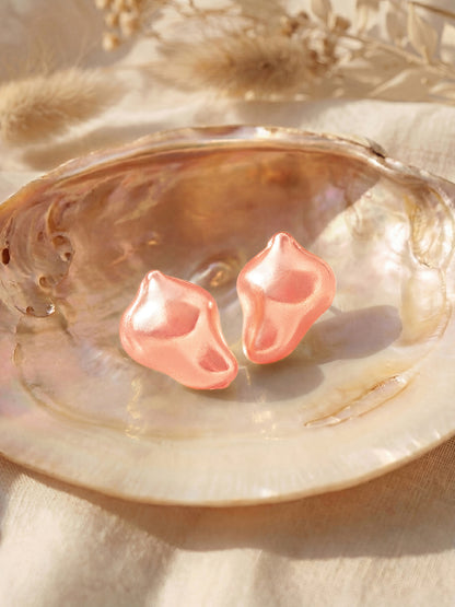 Rosegold-Plated Handcrafted Stud Earring With The Closure Of Push Back