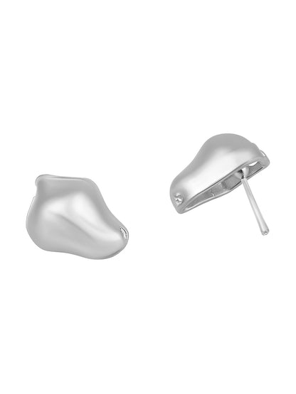 Silver Plated  Handcrafted Stud Earring With The Closure Of Push Back